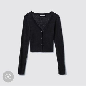 NWT Everlane featherweight alpaca short cardigan heathered black M